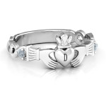 Yaffie ™ Custom-made Personalised Infinity Claddagh Ring with Side Stones for Optimal Personalisation.
