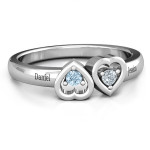 Yaffie ™ Custom-Made Personalised Ring with Inverted Kissing Hearts Design