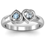 Yaffie ™ Custom-Made Personalised Ring with Inverted Kissing Hearts Design