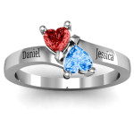 Yaffie ™ Customised Inverted Twin Heart Ring - Personalised with Your Own Touch