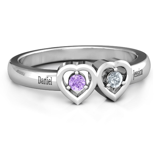 Yaffie ™ Custom-Made Personalised Kissing Hearts Ring