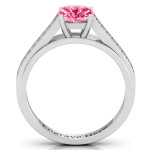 Yaffie ™ Custom-Made Personalised Ring with Channel Set Accents and Large Solitaire in Round Shape