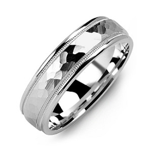 Yaffie ™ Custom Made Matte HammerCut Men Ring with Milgrain Detail - Personalised