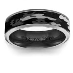 Yaffie ™ Custom-Made Men Black Camouflage Tungsten Ring with Personalization