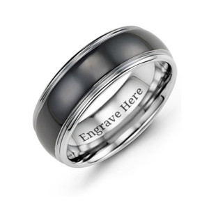 Yaffie ™ Custom Men Black Tungsten Ring with Personalization