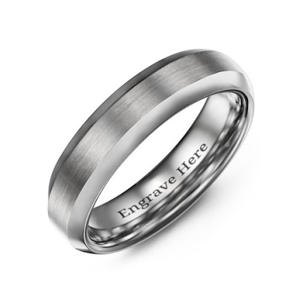 Yaffie ™ Custom-Made Personalised Men Tungsten Ring with Brushed Centre and Polished Finish