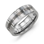 Yaffie ™ Custom Made Personalised Men Tungsten Ring with Grooved Layers