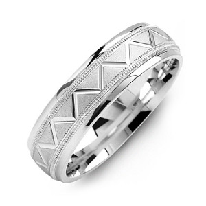 Yaffie ™ Custom Personalised Milgrain Ring for Men with ZigZag Pattern