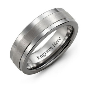 Yaffie ™ Custom Made Personalised Tungsten Band Ring for Men with Plain Centre