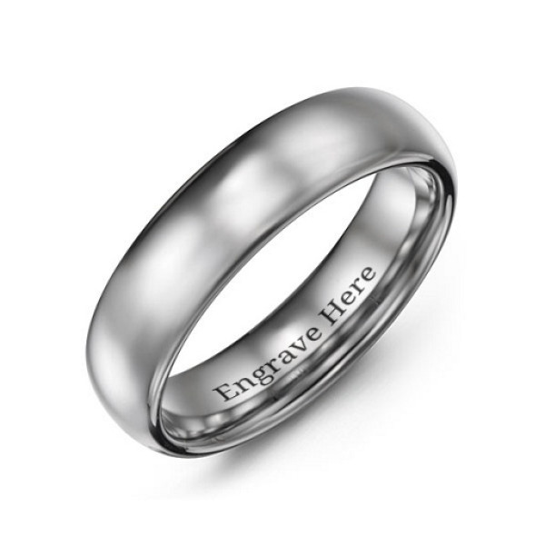 Yaffie ™ Custom Made Polished Tungsten Dome Ring for Men - 6mm, Personalised