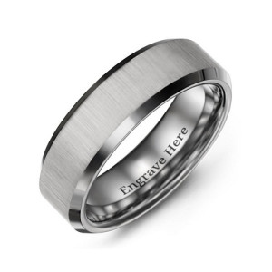 Personalised Men's Satin Finish Centre Polished Tungsten Ring - Custom Made By Yaffie™
