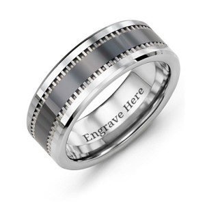 Yaffie ™ Customised Men Trail Tungsten Ring - Personalised to Perfection