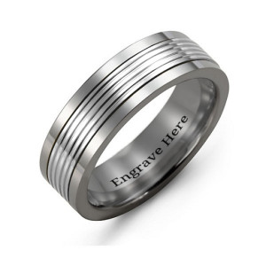 Yaffie ™ Custom-Made Men Tungsten Inlay Band Ring - Personalised for You