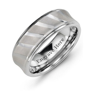 Yaffie ™ Custom-made Tungsten Ring for Men with Personalised Diagonal Brushed Stripes