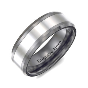 Yaffie ™ Custom Made Two-Tone Black Tungsten Polished Ring for Men - Personalised to Perfection