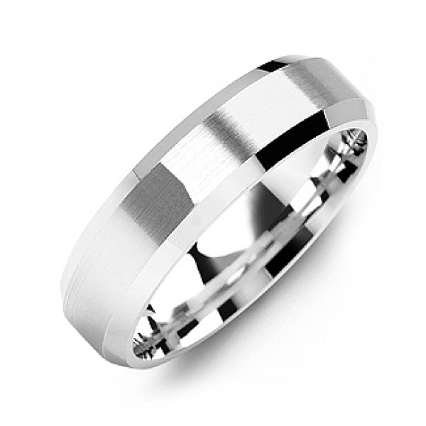 Yaffie ™ Custom Made Brushed Men Ring with Beveled Edges - Personalised and Modern