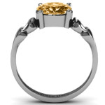 Yaffie ™ Custom-made Personalised Oval Solitaire Ring with Heart Surroundings