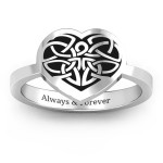 Yaffie ™ Customised Oxidized Celtic Heart Ring for Personalization