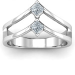 Yaffie ™ Custom-made Geometric Ring with Princess Stones - Personalised Peaks and Valleys