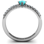 Yaffie ™ Custom-Made Personalised Princess Ring with Twin Accent Rows and Centre Stone