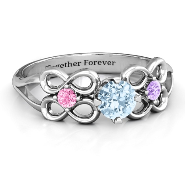 Custom Made Personalised Quad Infinity Ring with Center Stone and Dual Accent Ring by Yaffie™