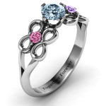 Custom Made Personalised Quad Infinity Ring with Center Stone and Dual Accent Ring by Yaffie™