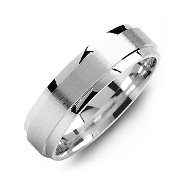 Yaffie™ Custom Made Men Ring - Polished Edges with Raised Brush Centre, Personalised to Your Specifications