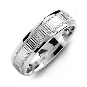 Yaffie ™ Custom-Made Ridged Men Ring with Milgrain Edges - Personalised for You