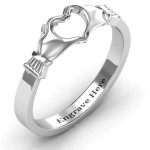Yaffie ™ Custom Made Personalised Sculpted Hand Heart Ring
