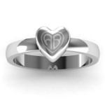 Yaffie ™ Custom Personalised Engraved Monogram Heart Ring in a Petite Size