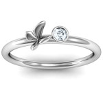 Yaffie ™ Custom Made Personalised Butterfly Ring with Stone 'Flower' Design