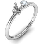 Yaffie ™ Custom Made Personalised Butterfly Ring with Stone 'Flower' Design