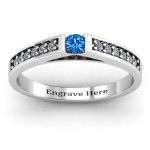 Yaffie ™ Custom-Made Solitaire Bridge Ring with Shoulder Accents - Personalised