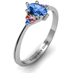 Yaffie ™ Custom Made Personalised Solitaire Oval Ring with Triple Accents - Ideal for You!