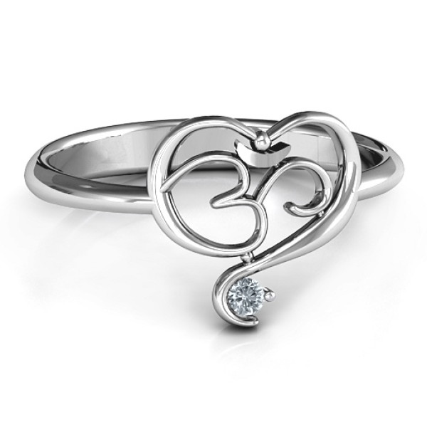 Yaffie ™ Custom Made Personalised Om Ring with Spiritual Heart Design