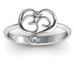 Yaffie ™ Custom Made Personalised Om Ring with Spiritual Heart Design