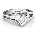 Yaffie ™ Custom Made Split Shank Heart Ring with Personalization