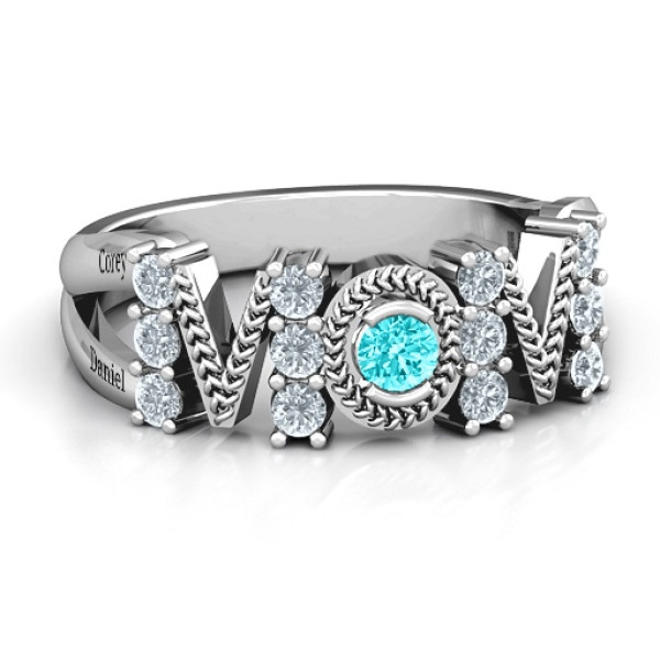 Yaffie ™ Customizable Split Shank Ring with Stone Filling, Personalised for Moms