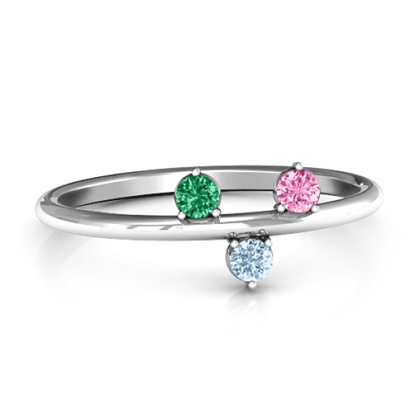 Yaffie ™ Custom-Made Personalised 15 Stone Stackable Ring with Sparkling Design