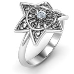 Yaffie ™ Custom-Made Filigree Ring with Personalised Star of David