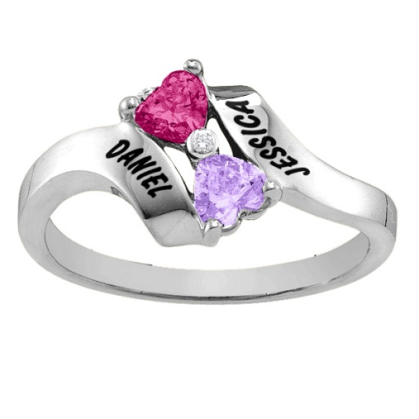 Yaffie Custom Personalised Rhapsody Kissing Hearts Ring