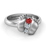 Yaffie ™ Custom-Made Personalised Baby Foot Birthstone Ring