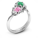 Custom-made Yaffie™ Personalised Floral Ring with Double Gemstones - Beleaf in Love