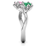 Custom-made Yaffie™ Personalised Floral Ring with Double Gemstones - Beleaf in Love