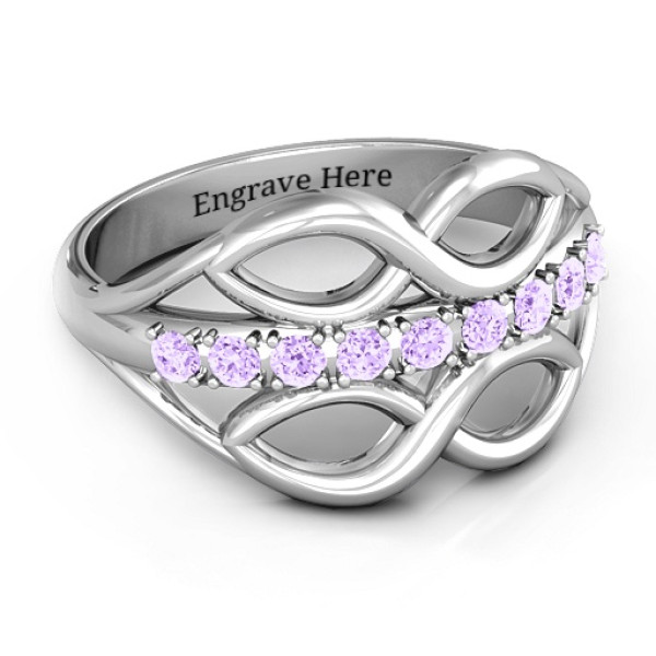 Yaffie ™ Custom Made Personalised Double Infinity Ring with Accents
