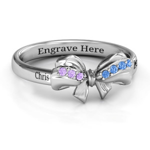 Custom-made Yaffie ™ Bow Ring with Fancy Stone Set - Personalised