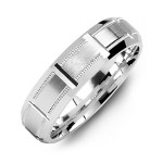 Customised Beveled Edge Men Ring - Yaffie ™ Personalised Horizontal Cut