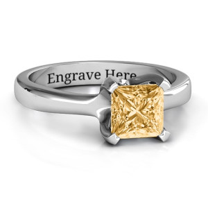 Personalised Large Princess Solitaire Ring - Custom Made By Yaffie™