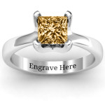 Yaffie ™ Custom Made Personalised Princess Solitaire Ring - Large Size