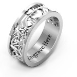 Yaffie ™ Custom Made Personalised Men Celtic Claddagh Band Ring